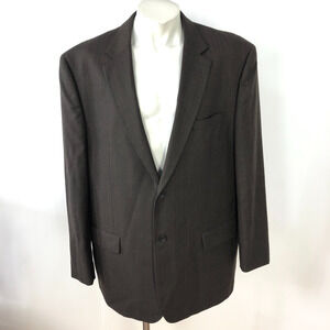Joseph & Feiss Gold 48L Long Wool Button Sport Coat Jacket Herringbone Brown